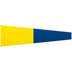Nautical Signal Flags with a two-part design featuring a yellow left half and a dark blue right half in a tapered triangular shape.