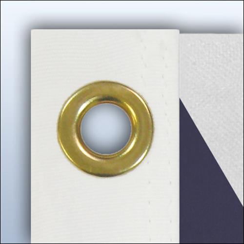 gold grommet on white fabric