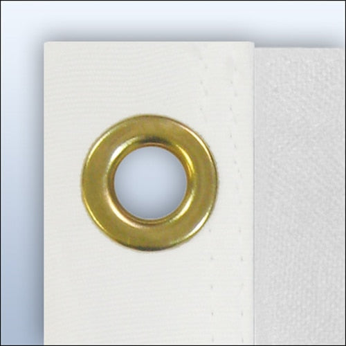 white fabric with grommet hole