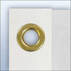 white fabric with grommet hole