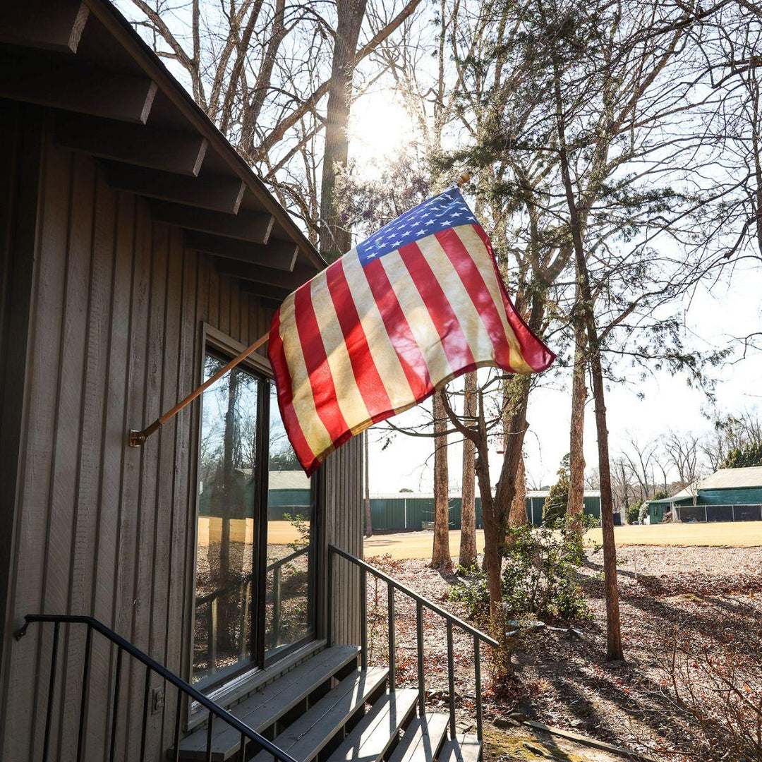 tea stained American flag waving