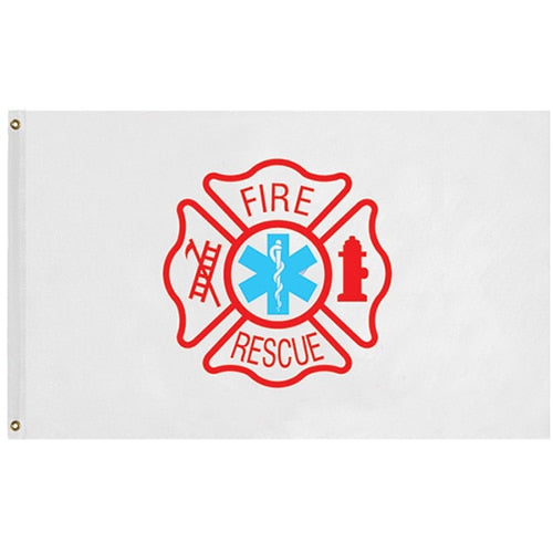 fire rescue flag with logos