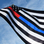 Thin Red-Blue Line Dual American Flag