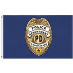 police department flag with badge