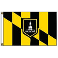 black and yellow flag with emblem