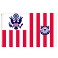 US flag with red stripes and emblem