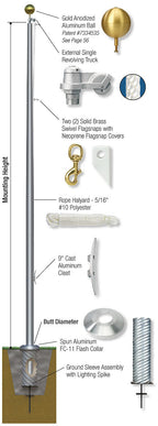 25 ft Aluminum flagpoles