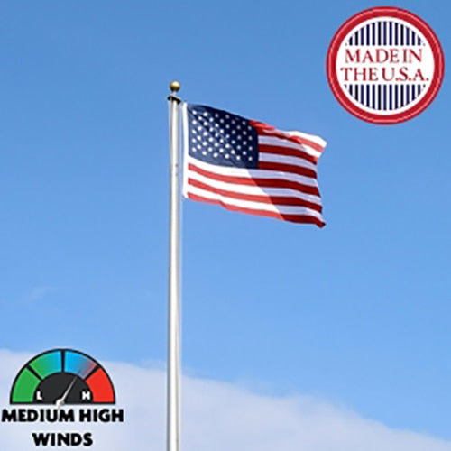 USA flag flying in blue sky