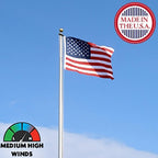 USA flag flying in blue sky
