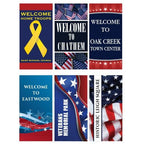 Welcome signs for various locations