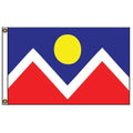 colorful flag with peaks and sun