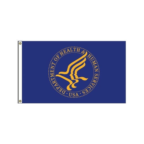 HHS flag with seal and blue backgro