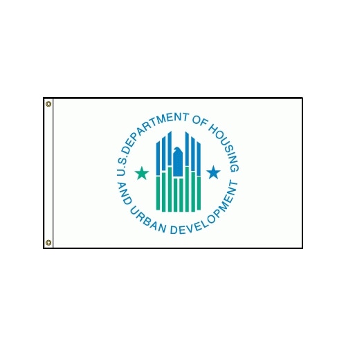 HUD flag with logo and text