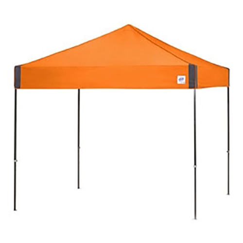 orange canopy tent with poles