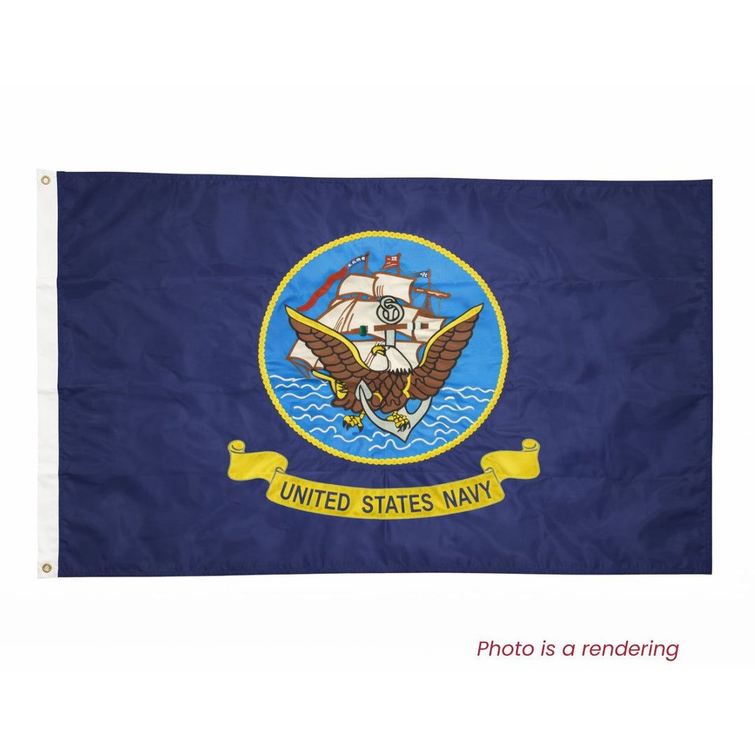 Embroidered Nylon Navy DBL Flag