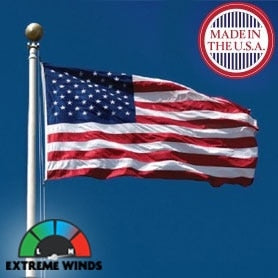 American flag with wind gauge
