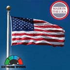 American flag with wind gauge