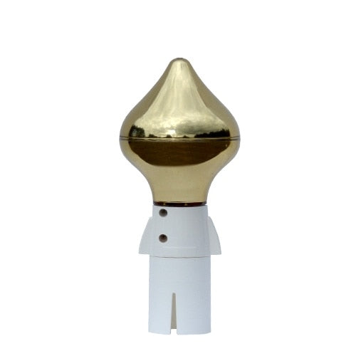 golden lamp shade on white base