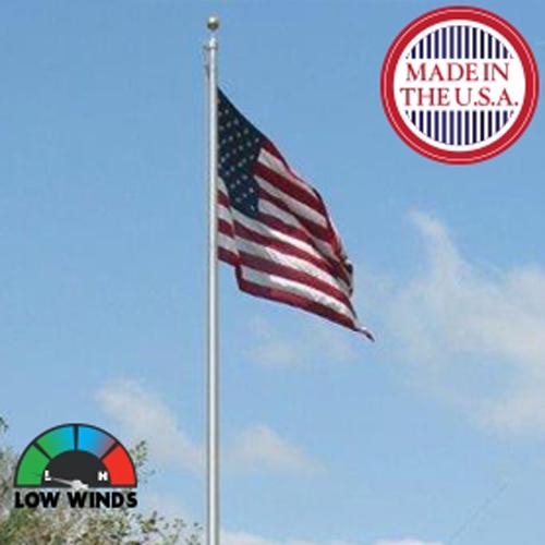 US flag on pole in low winds