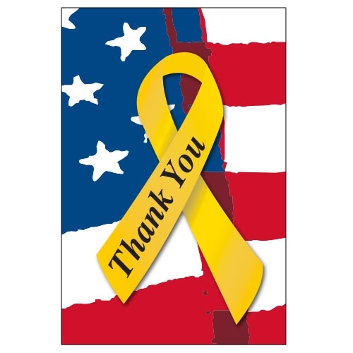 Thank You ribbon on American flag