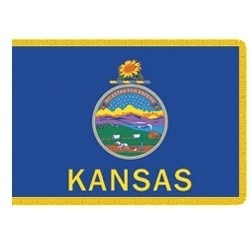 Kansas state flag design blue backg
