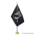 black flag on gold stand