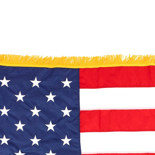 Indoor US Flag Fringe Close-up[