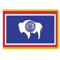 Wyoming state flag with bison silho