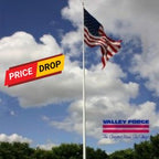American flag with price drop sign