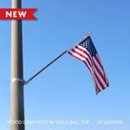 wood grain pole with flag