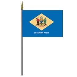 Delaware state flag on a pole