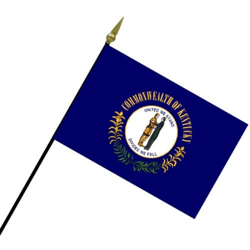 Kentucky state flag on a pole
