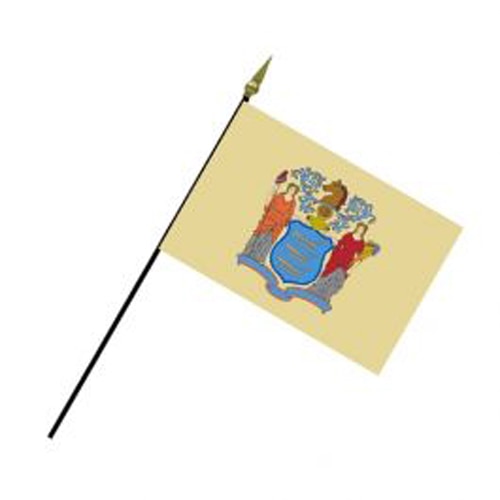 New Jersey state flag on a pole