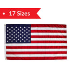 “Nyl-Glo nylon American flag with embroidered stars, sewn stripes, and canvas header with grommets