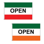 flags with open signs red green ora