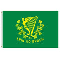 green flag with harp and clovers