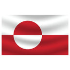Outdoor Greenland Flag featuring a red and white design with a divided circle emblem symbolizing the Arctic environment.