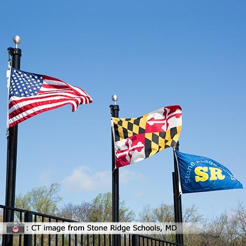 Maryland and USA flag display