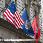 New York Flag on a Flagpole
