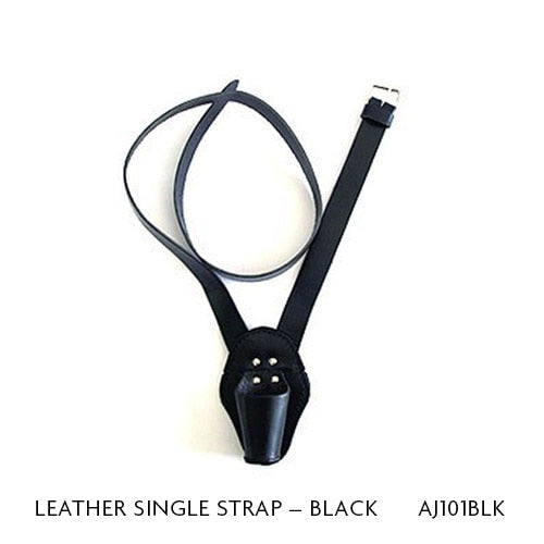 black leather single strap harness