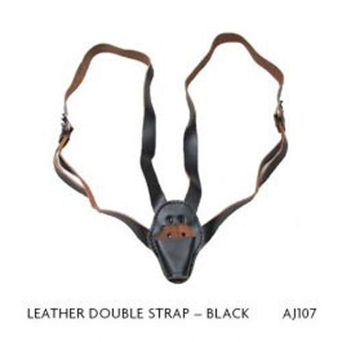 black leather double strap harness