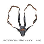 black leather double strap harness