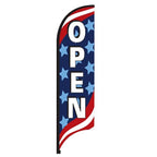 red white blue open banner