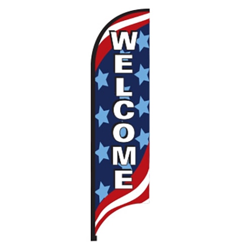 welcome banner with stars and strip