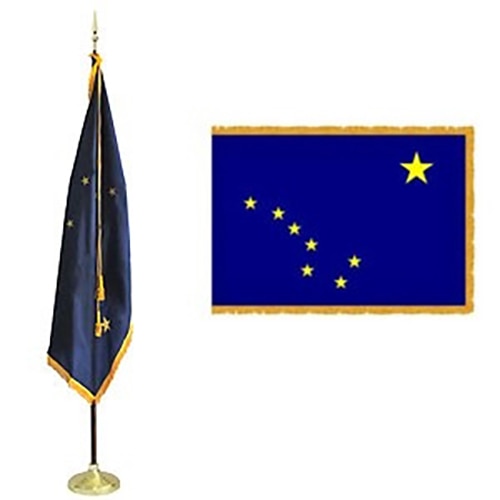 Alaska state flag and flagpole