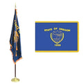 Oregon state flag on flagpole