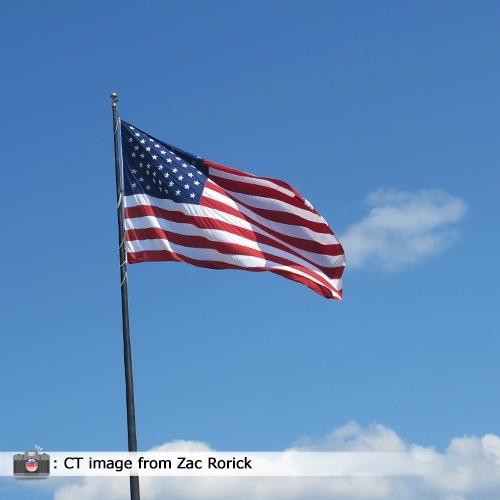 American Flag on Sentry Flagpoles