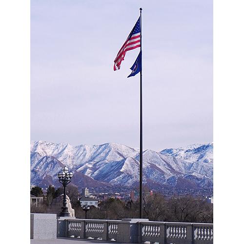Sentry flagpole displaying two flag