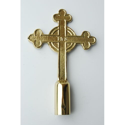 Gold Catholic cross flag topper
