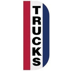 trucks red white blue striped sign